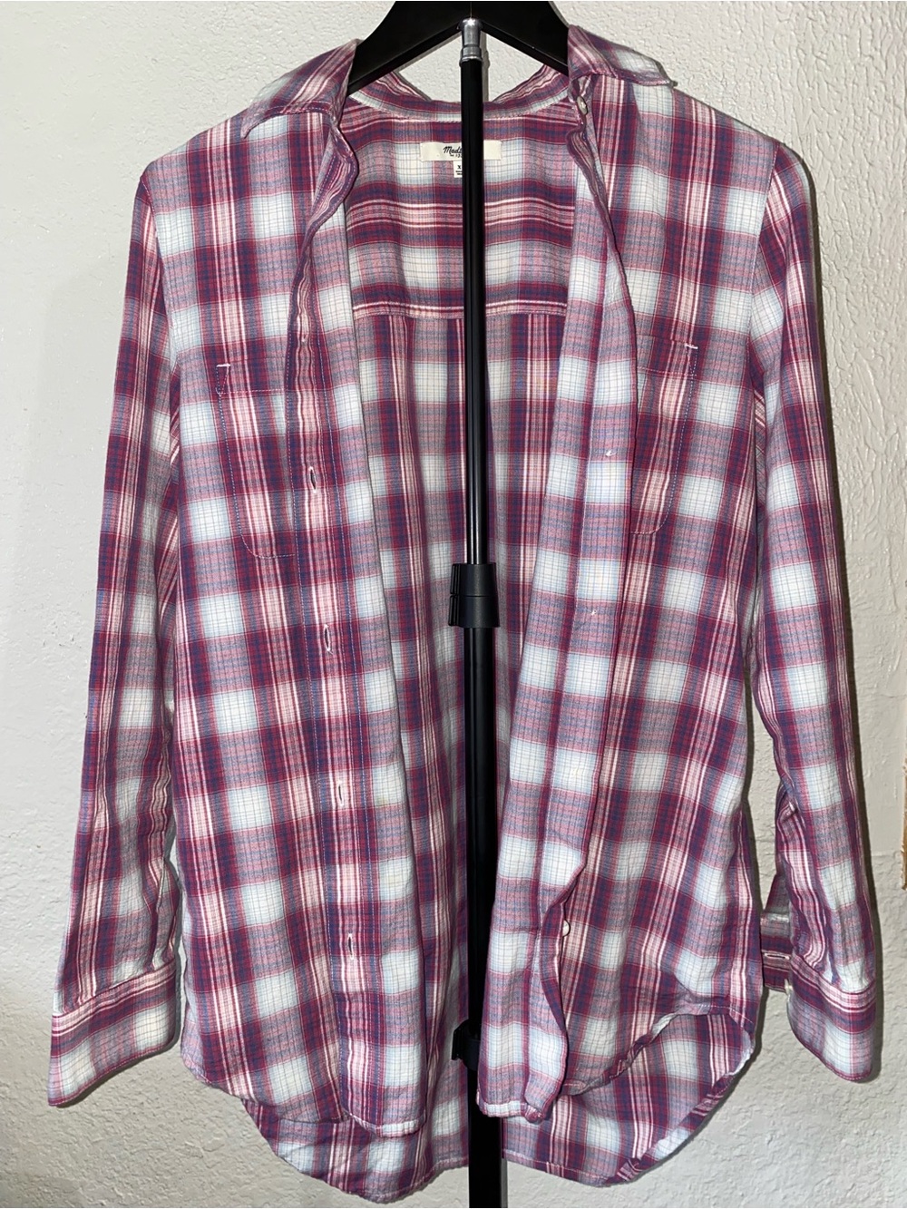 Madewell Purple and White Plaid Button-Down Shirt Size XS
